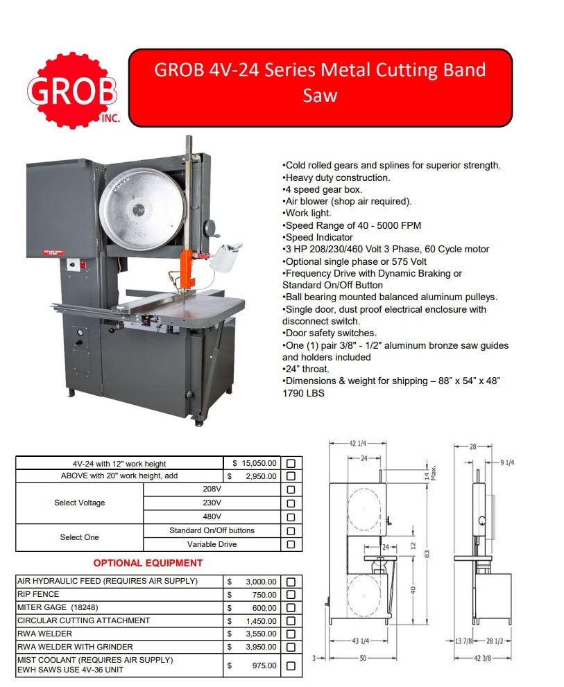 Grob 4V-24 Band Saw