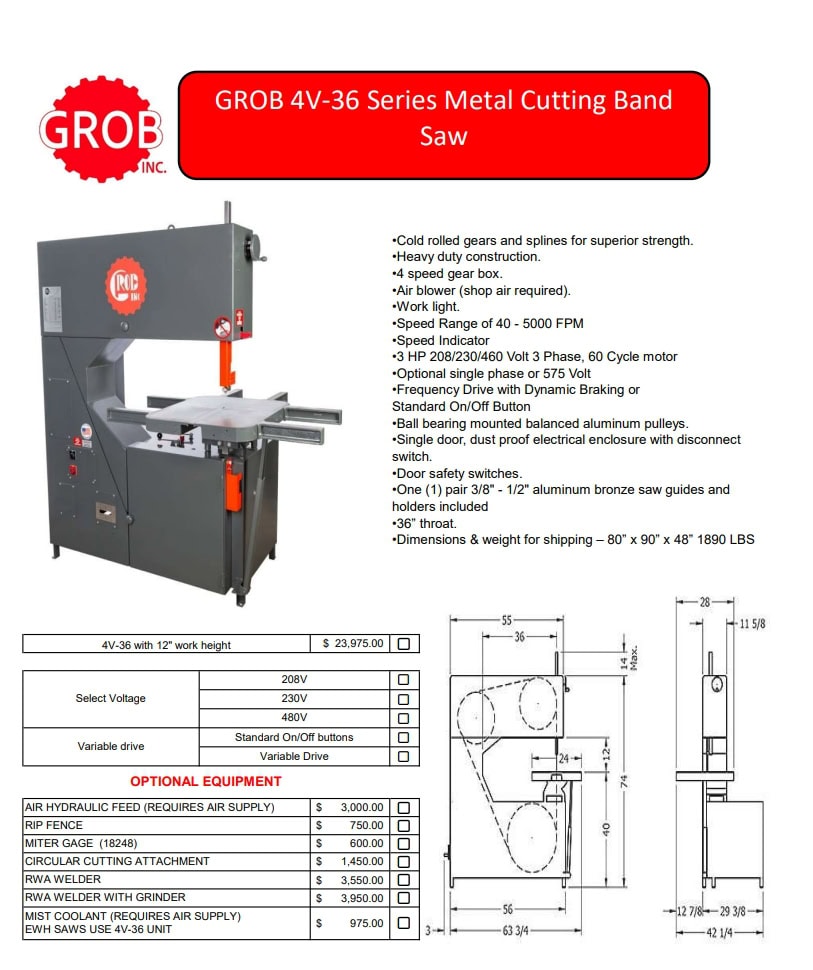 Grob 4V-36 Band Saw