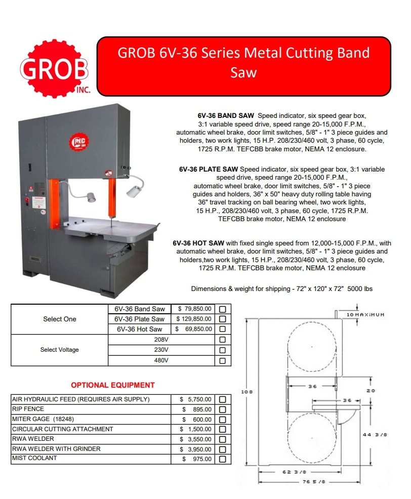 Grob 6V-36 Band & Friction Saw